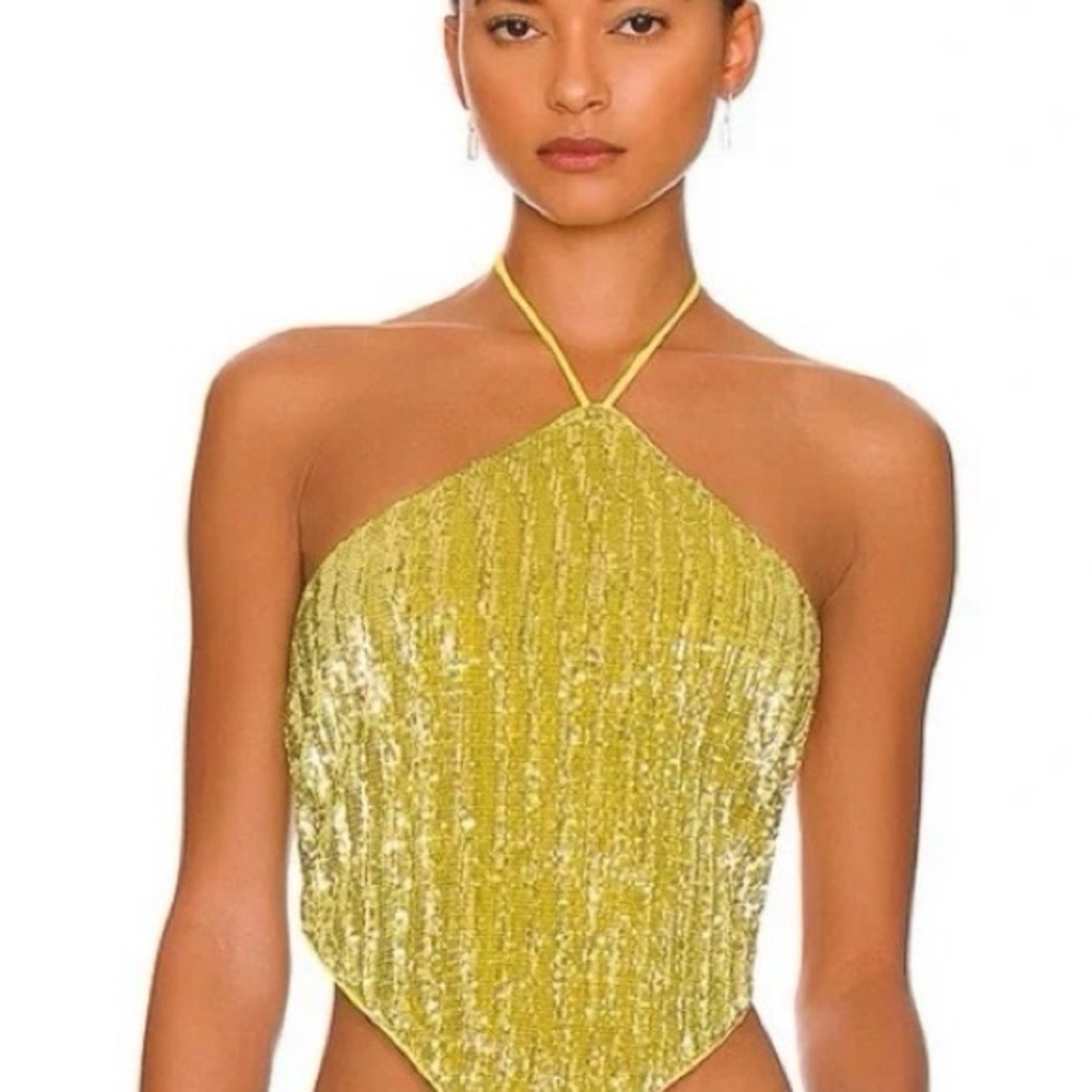 NWT Revolve Camila Coelho Samantha Top in Limencello